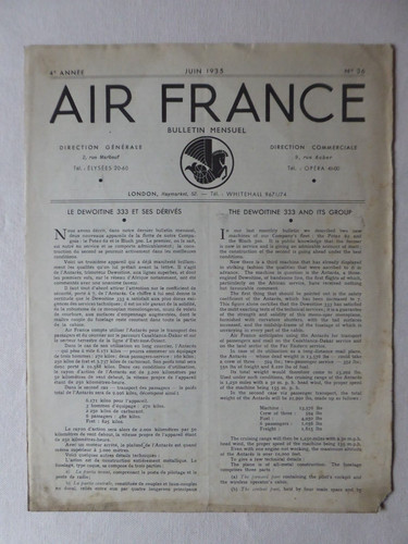 1935 bulletin air france 36 - bulletin, n°36
