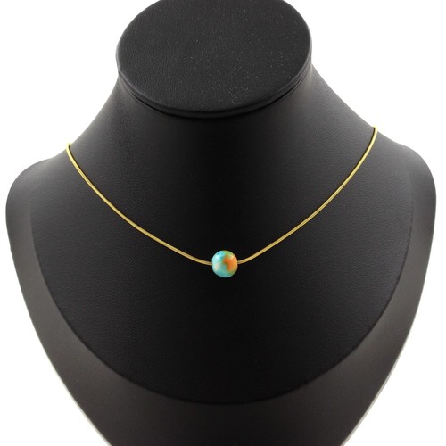 Collier perle jaspe bleu - perle,