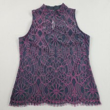 Blouse Femme White House Black Market Taille 0 Noir Rose 89 $