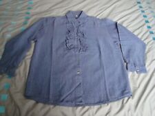 Chemisier « Bleu Miel », taille M , bleu, manches longues, jabot devant, coton