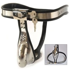 Ceinture De Chasteté En Acier Inoxydable Avec Tube Externe Pénis Cage Trou Homme