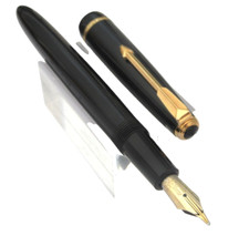MAGNIFIQUE STYLO PLUME LADY PARKER SLIMFOLD A POMPE PLUME OR 18 CARATS Q210