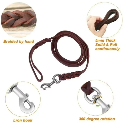 Laisse chien tressée cuir