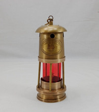 Ancienne réplique lanterne bateau lampe à pétrole mineur laiton nautique 7" l...