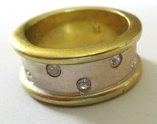 bague anneau large alliance bijou couleur or et argent cristaux diamant T 53