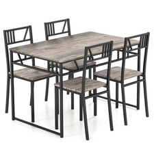 Ensemble De Table Et 4 Chaises Style Loft Avec Plateau Imitation Bois Gris