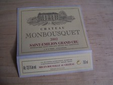 etiquette vin Chateau MONBOUSQUET 2002 saint emilion grand cru wine label