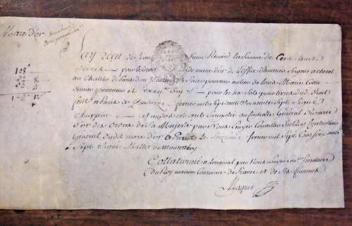 Parchemin 1767 quittance pour