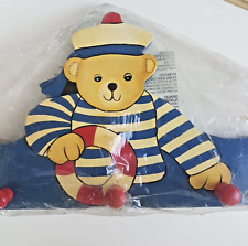 Porte Manteau Mural Bois Vintage et NEUF Ourson Marin pour Enfant Trois Patères