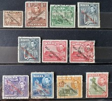 MALTE 1948 série 11 timbres (2 neufs+charnière/9 oblitérés) Y&T# 201 à 209