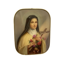 Tableau Icône religieuse Vierge Marie bombée vintage encadrée