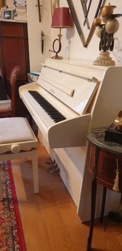 Piano droit blanc pleyel - droit,