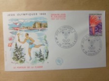 enveloppe premier jour 1968 jeux olympiques d'hiver grenoble le porteur flamme