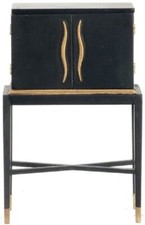 Cabinet De Bar Sec Art Déco JBM Noir Et Or Mobilier De Salle À Manger 1:12