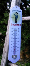 Plaque émaillée Thermomètre Vintage 30 cm Suchard émail véritable made in France