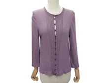 NEUF GILET HERMES 42 L PULL VISCOSE VIOLETTE LAVANDE VESTE CARDIGAN JACKET 1400€