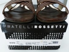 FRATELLI ROSSETTI Sandales plates tout cuir marron EU39.5/FR40.5/UK6.5 Excellent