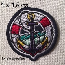 ÉCUSSON PATCH APPLIQUE thermocollant - ROND ANCRE BOUÉE MARINE ** 4 x 4,5 cm **