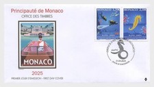 monaco 2025 50 Years Association Protection Nature 1975 marine life fish 2v FDC
