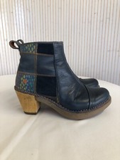 Bottines Chaussures Patchwork Cuir Bleu Art P.37