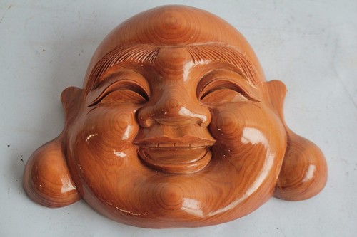 Masque bouddha rieur bois - rieur,