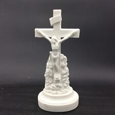 Ancien Christ Crucifix Porcelaine Biscuit XIXe Religion Jésus Croix 19thC