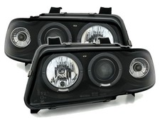 2 FEUX PHARE AVANT ANGEL EYES LED POUR AUDI A4 B5 NOIR DE 11/1994 A 01/1999