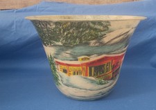 Ancien Cache Pot Fibre De Verre 1950 Motif Chalet Montagne N 14 " Mausse"