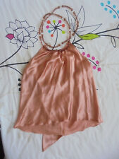 Top haut débardeur dos nu 100 % soie rose poudré Tara JARMON 38 neuf