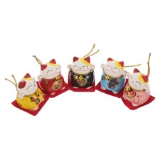  5 Pcs Lucky Cat Maneki Neko Figurine Ceramique Decoration Chinoise