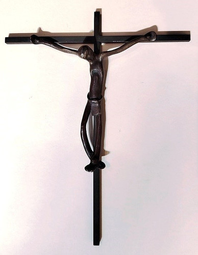 Crucifix bronze signé elie - crucifix,