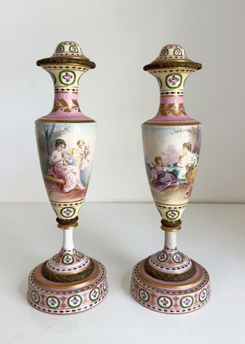 Pair sevres style porcelain - pair,