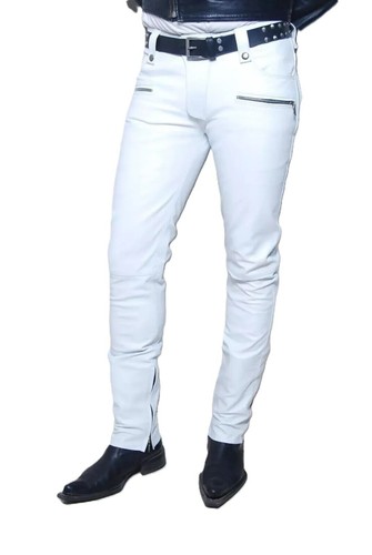 Pantalon blanc cuir - en,
