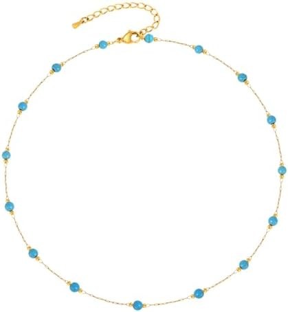 Collier perles turquoise femme - perles,