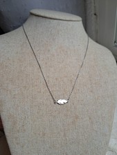 Collier Chaîne Argent Sterling Poinçonné 925 Pendentif Feuille Créateur Bijoux