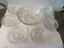 7 Pc  Glass Salad Berry Bowl