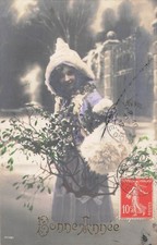 CP BONNE ANNEE PETITE FILLE