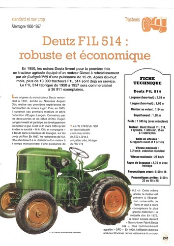 Tracteur deutz f1l 514 - f1l, robuste