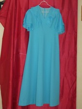 Robe LONGUE MAXI SOIREE MARIAGE Femme Taille 38 40 M Bleue  VOLANT BELLE MATIERE
