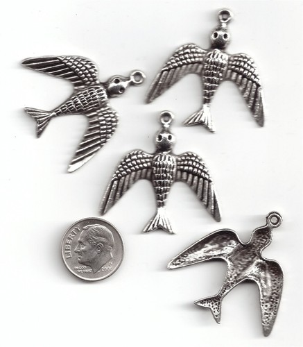 Charm bird antiqued silver - 4,