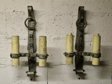 Belle Paire D'appliques Murales Brutalistes Marque Ferro Art Métal Électrifié