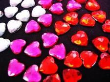 90 Red/Pink/Crystal Heart Jewel Acrylic Craft Rhinestone Decor E46-Pick Color