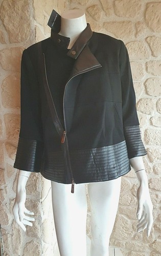Veste noire matière neuve - veste, bi-matière