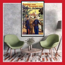 REPRO AFFICHE TOILE COTON POSTER PHOTO TROUPES COLONIALES EMPIRE GUERRE MILITAIR