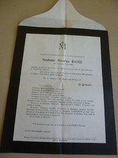 ANCIEN FAIRE PART DECES AVIS RAYEE VILLARD MEZERETTE MEILLOT FOOS VIALADE 1956