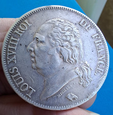 Louis XVIII , écu de 5 francs argent 1823 M Toulouse