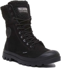 Bottes Femme Palladium Baggy Pilo 10 Yeux Lacées En Fleece Noires UK 3 - 8