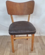 Chaise vintage en bois et cuir – Années 50