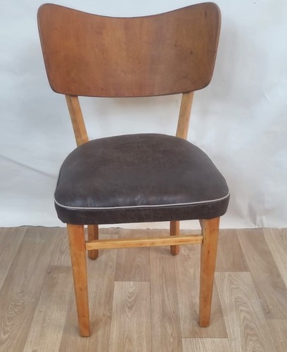 Chaise vintage bois cuir - chaise,