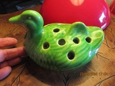 Ancien Pique Fleur Canard Vert